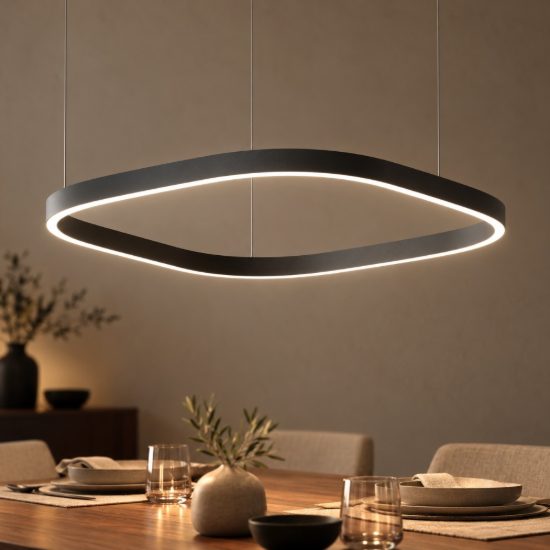 Gea luce criseide lampadario a sospensione led 80w 3000k quadrato nero satinato
