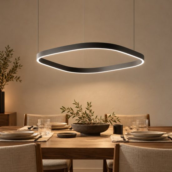 Gea luce criseide lampadario a sospensione led 80w 3000k quadrato nero satinato
