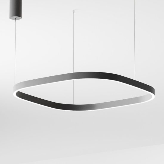 Gea luce criseide lampadario a sospensione led 80w 3000k quadrato nero satinato