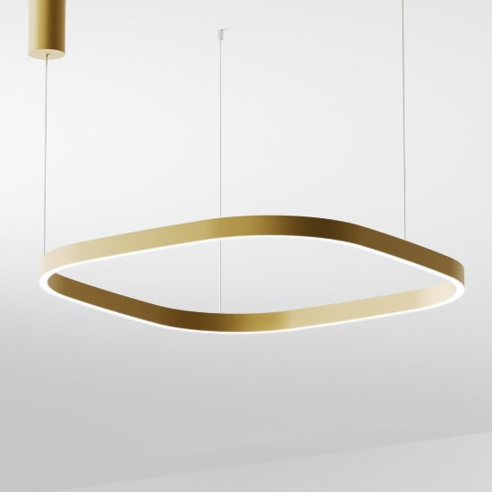 Gea luce criseide lampadario a sospensione led 80w 3000k quadrato oro spazzolato