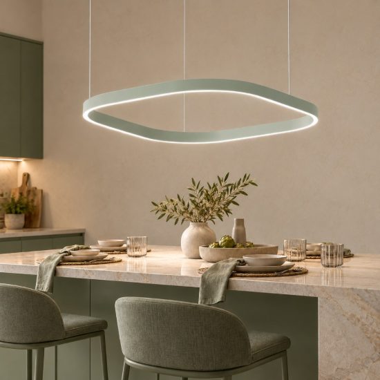 Gea luce criseide lampadario a sospensione led 80w 3000k quadrato verde salvia