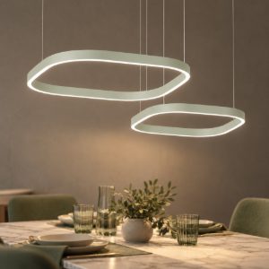 Gea luce criseide lampadario a sospensione con 2 pendenti led 90w 3000k quadrato verde salvia