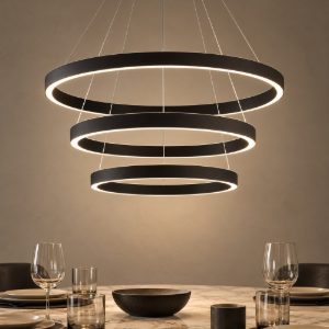 Gea luce criseide lampadario a sospensione con 3 pendenti a cascata led 125w 3000k nero satinato