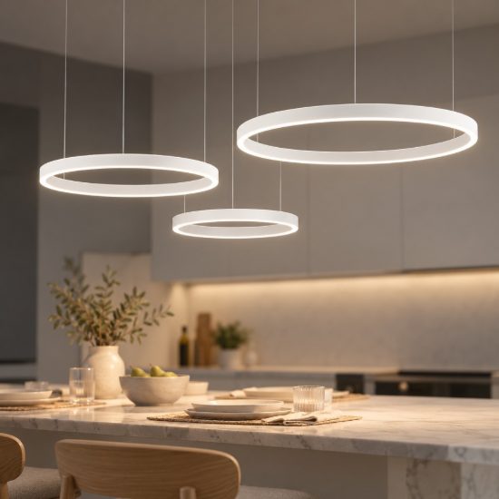 Gea luce criseide lampadario a sospensione con 3 pendenti decentrati led 125w 3000k bianco satinato
