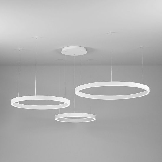Gea luce criseide lampadario a sospensione con 3 pendenti decentrati led 125w 3000k bianco satinato
