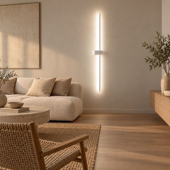 Gea luce cynara applique da parete per soggiorno led 25w 3000k moderna lineare bianco satinato