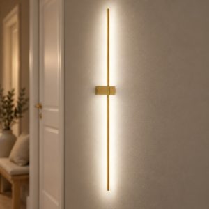 Gea luce cynara applique da parete per soggiorno led 25w 3000k moderna lineare oro spazzolato