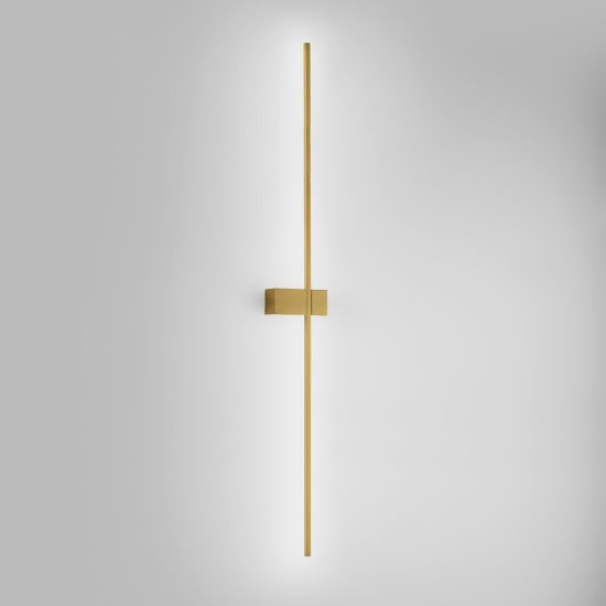 Gea luce cynara applique da parete per soggiorno led 25w 3000k moderna lineare oro spazzolato
