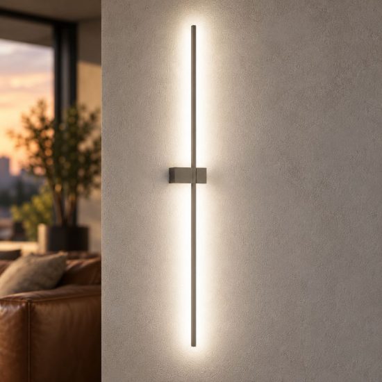 Gea luce cynara applique da parete per soggiorno led 25w 3000k moderna lineare titanio