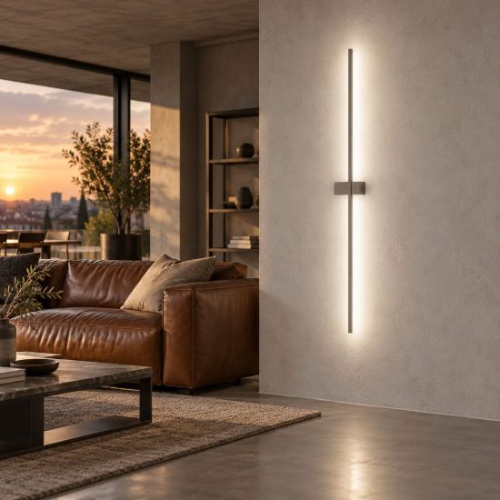 Gea luce cynara applique da parete per soggiorno led 25w 3000k moderna lineare titanio