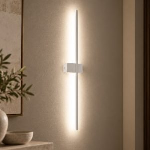 Gea luce cynara applique da parete per soggiorno led 16w 3000k moderna lineare bianco satinato