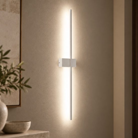 Gea luce cynara applique da parete per soggiorno led 16w 3000k moderna lineare bianco satinato