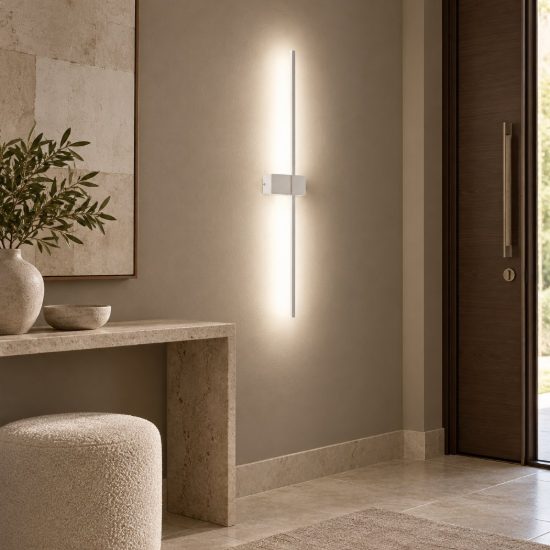Gea luce cynara applique da parete per soggiorno led 16w 3000k moderna lineare bianco satinato