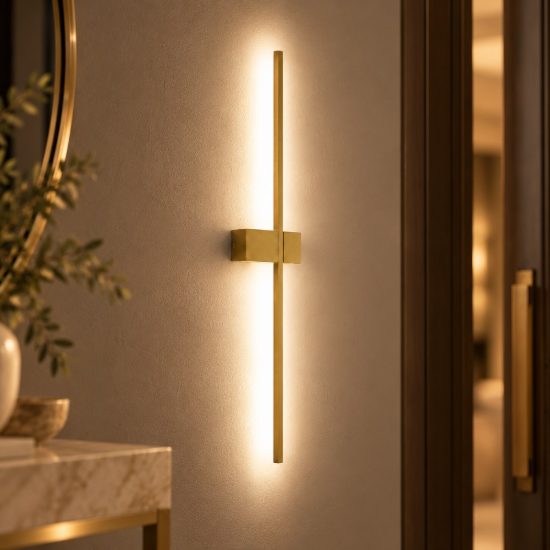 Gea luce cynara applique da parete per soggiorno led 16w 3000k moderna lineare oro spazzolato