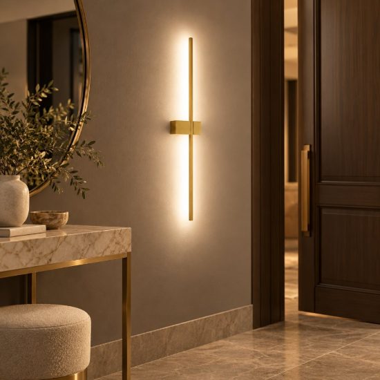 Gea luce cynara applique da parete per soggiorno led 16w 3000k moderna lineare oro spazzolato