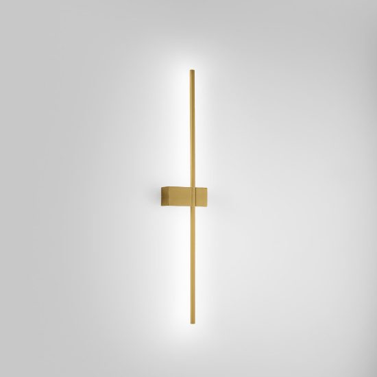 Gea luce cynara applique da parete per soggiorno led 16w 3000k moderna lineare oro spazzolato