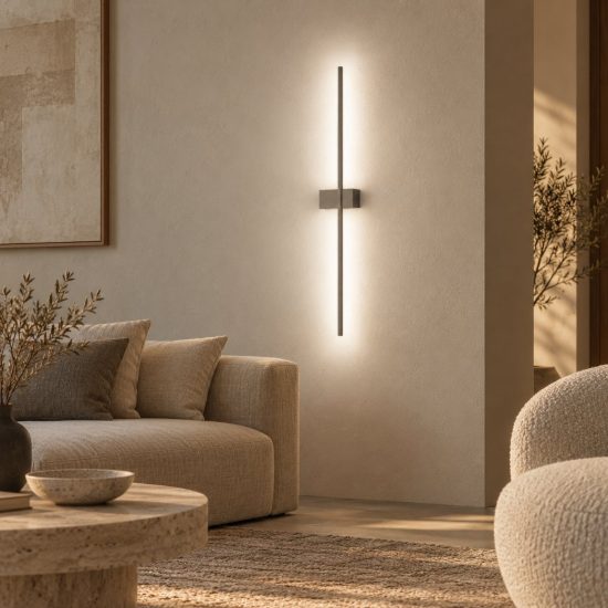 Gea luce cynara applique da parete per soggiorno led 16w 3000k moderna lineare titanio