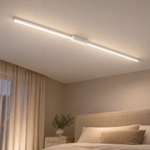 Gea luce cynara plafoniera led 30w 3000k moderna lineare bianco satinato