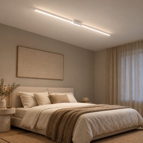 Gea luce cynara plafoniera led 30w 3000k moderna lineare bianco satinato