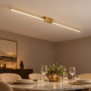 Gea luce cynara plafoniera led 30w 3000k moderna lineare oro spazzolato