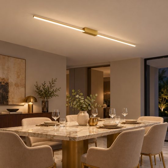Gea luce cynara plafoniera led 30w 3000k moderna lineare oro spazzolato
