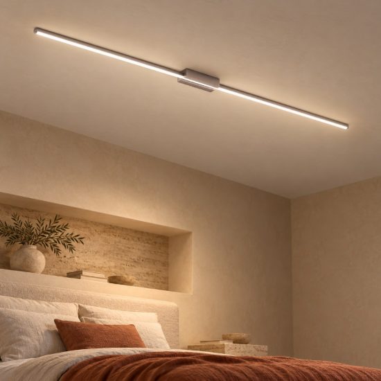 Gea luce cynara plafoniera led 30w 3000k moderna lineare titanio