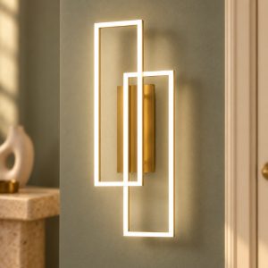 Gea luce dyana applique da parete per soggiorno led 40w 3000k moderna rettangolare oro spazzolato