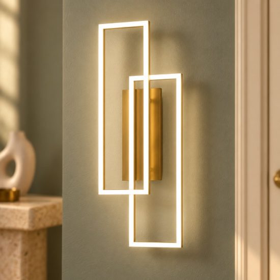 Gea luce dyana applique da parete per soggiorno led 40w 3000k moderna rettangolare oro spazzolato