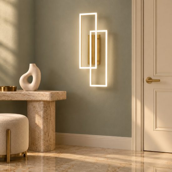 Gea luce dyana applique da parete per soggiorno led 40w 3000k moderna rettangolare oro spazzolato