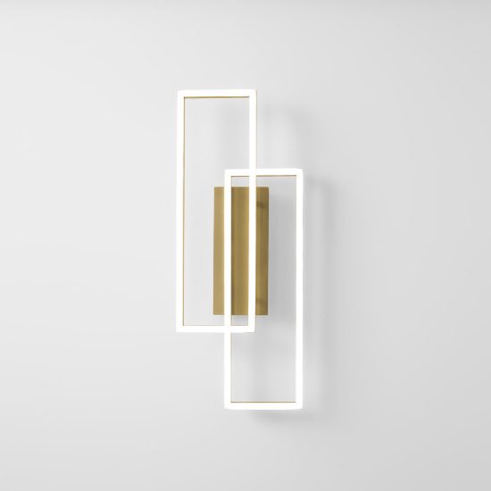 Gea luce dyana applique da parete per soggiorno led 40w 3000k moderna rettangolare oro spazzolato