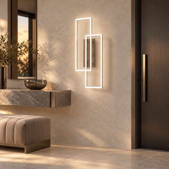 Gea luce dyana applique da parete per soggiorno led 40w 3000k moderna rettangolare titanio