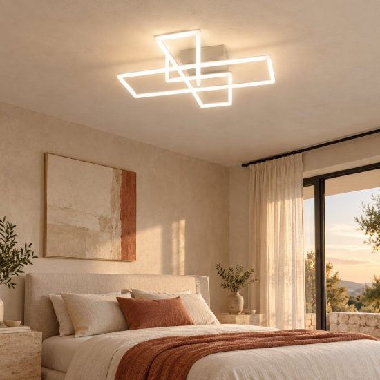 Gea luce dyana plafoniera led 60w 3000k moderna rettangolare bianco satinato
