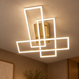Gea luce dyana plafoniera led 60w 3000k moderna rettangolare oro spazzolato