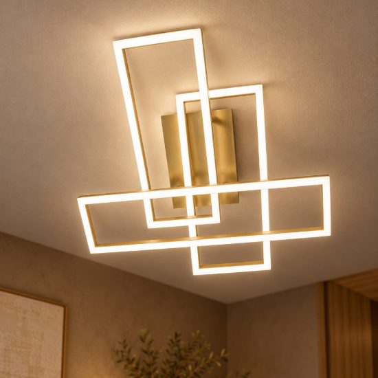 Gea luce dyana plafoniera led 60w 3000k moderna rettangolare oro spazzolato