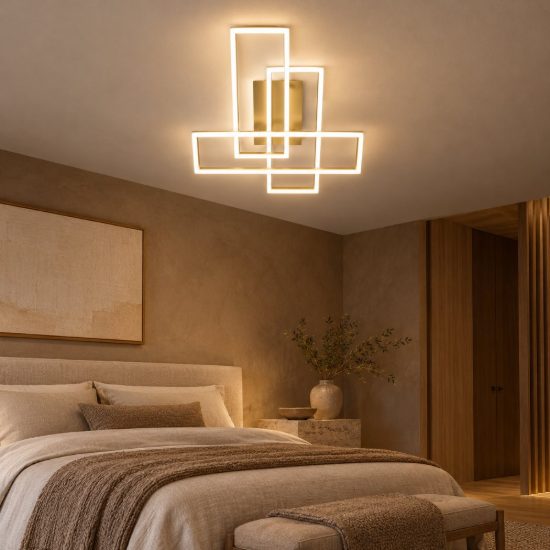 Gea luce dyana plafoniera led 60w 3000k moderna rettangolare oro spazzolato
