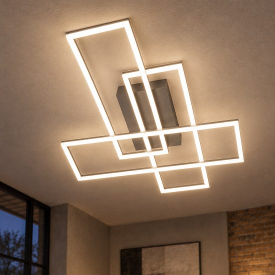 Gea luce dyana plafoniera led 60w 3000k moderna rettangolare titanio