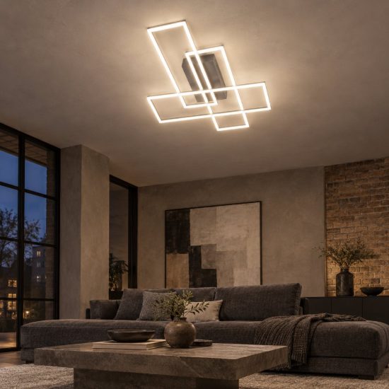 Gea luce dyana plafoniera led 60w 3000k moderna rettangolare titanio