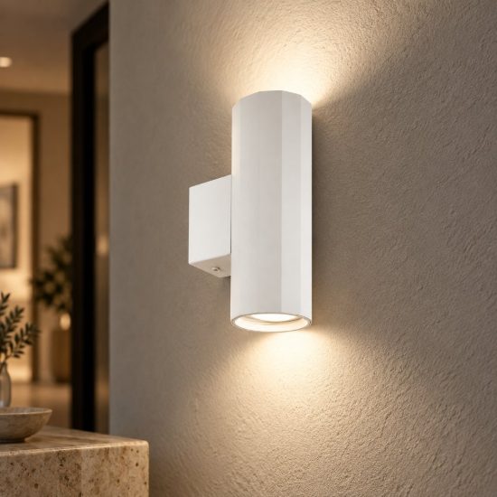 Gea luce gap 530 applique da parete per soggiorno moderna cilindrica bianco satinato
