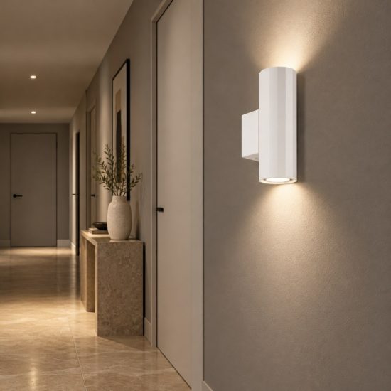 Gea luce gap 530 applique da parete per soggiorno moderna cilindrica bianco satinato