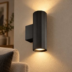 Gea luce gap 530 applique da parete per soggiorno moderna cilindrica nero satinato