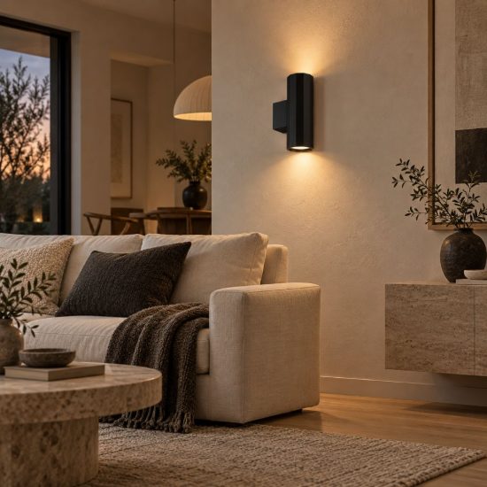 Gea luce gap 530 applique da parete per soggiorno moderna cilindrica nero satinato