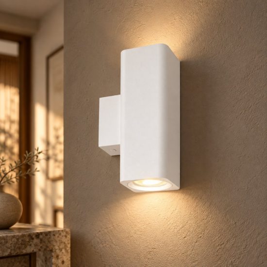 Gea luce gap 540 applique da parete per soggiorno moderna rettangolare bianco satinato