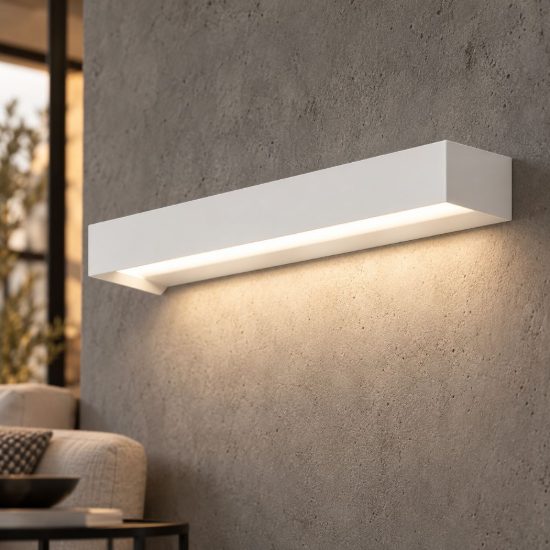 Gea luce gap 550 applique da parete per soggiorno led 10w 3000k moderna lineare bianca