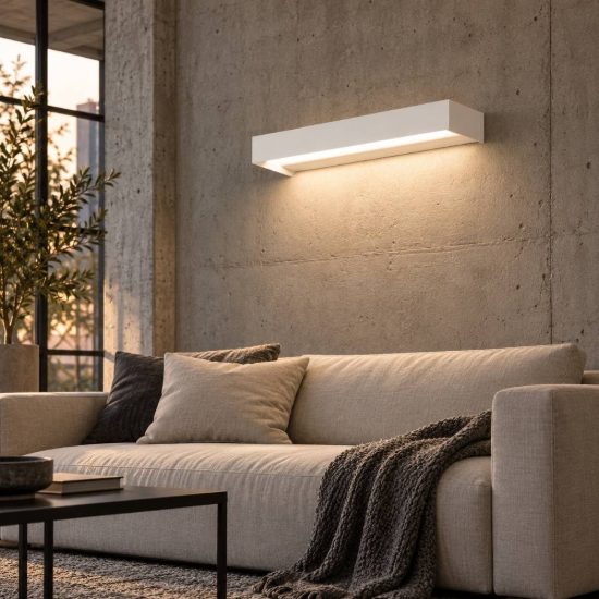 Gea luce gap 550 applique da parete per soggiorno led 10w 3000k moderna lineare bianca