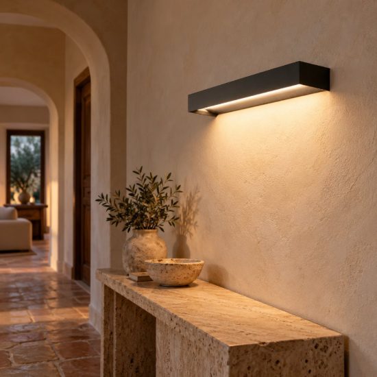 Gea luce gap 550 applique da parete per salotto led 10w 3000k moderna lineare nera