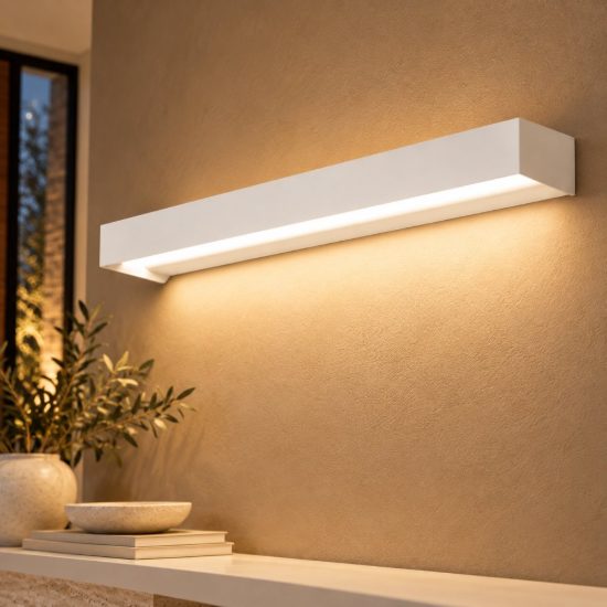 Gea luce gap 550 applique da parete per soggiorno led 20w 3000k moderna lineare bianca