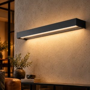 Gea luce gap 550 applique da parete per salotto led 20w 3000k moderna lineare nera