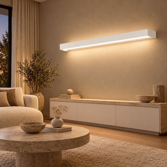 Gea luce gap 550 applique da parete per soggiorno led 30w 3000k moderna lineare bianca