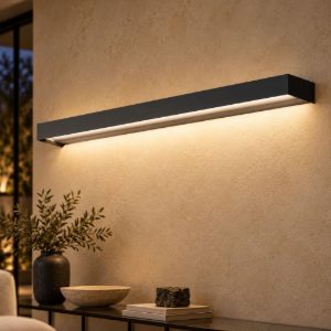 Gea luce gap 550 applique da parete per salotto led 30w 3000k moderna lineare nera
