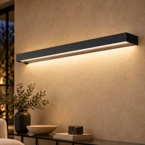 Gea luce gap 550 applique da parete per salotto led 30w 3000k moderna lineare nera